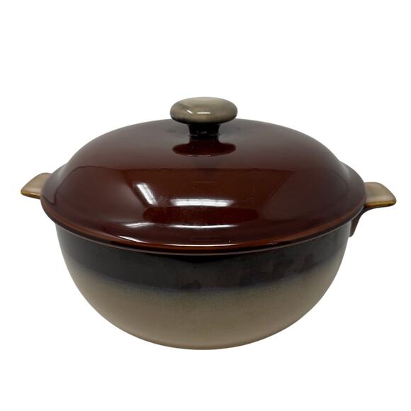 Sango Splash Brown 4951 Stoneware 3 Qt Covered Casserole Dutch Oven - Picture 1 of 10